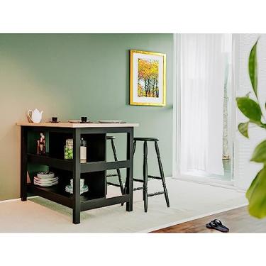 Imagem de Ilha Cozinha + 2 Banquetas Ditália 2 Pratel. Preto Cd-1019