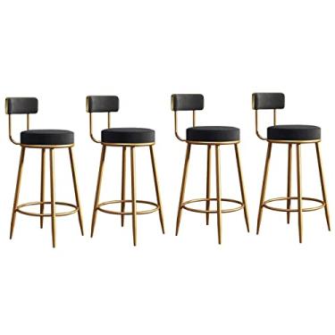 Imagem de SaiLiN Conjunto de 4 bancos estofados de veludo contemporâneo com encosto confortável e...