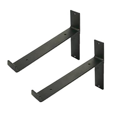 Imagem de RUNROTOO 2 peças Prateleiras de metal preto chapéu cabide de parede prateleiras de armazenamento dobráveis suportes de prateleira vintage prateleiras de parede prateleiras de parede moldura de prateleira de parede de ferro tapete de ioga canto decorativo preto decorar rural