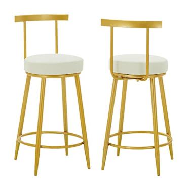 Imagem de Cadeiras de jantar cadeiras de sala de jantar conjunto de 2 bancos de bar de couro PU preto café da manhã bancos de bar de jantar cadeiras de bar de altura fixa com apoio para os pés para bar de café da manhã, balcão, cozinha Tudo está bem