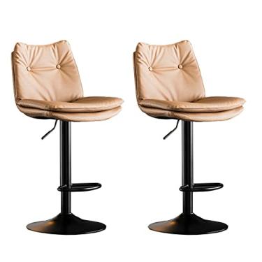 Imagem de Cadeiras de jantar cadeiras de sala de jantar banqueta de bar giratória, banco de bar de couro PU, altura ajustável com encosto e apoio para os pés para sala de jantar, ilha de cozinha, pub, bar, tudo está bem