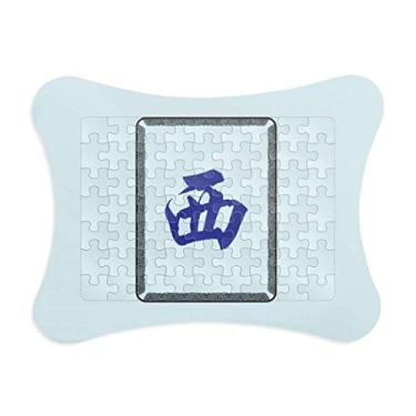 Imagem de Moldura de quebra-cabeça com estampa de azulejos Wind West Mahjong para decoração de imagem