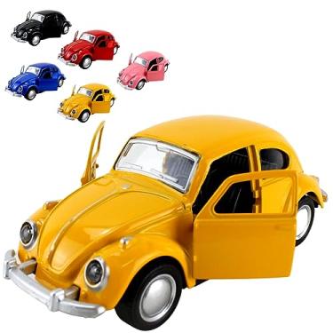 Imagem de Miniatura Fusca Escala 1:32 Carrinho de Ferro com Fricção Fusquinha Abre a Porta, Brinquedo Fusca Colorido (Amarelo)