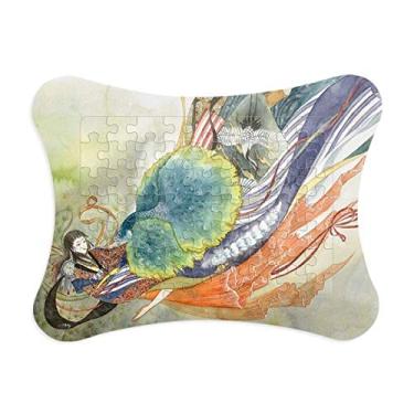 Imagem de Peacock Girl Chinese Antique Illustrator Moldura de quebra-cabeça Decoração de imagem Enfeite de jogo de quebra-cabeça