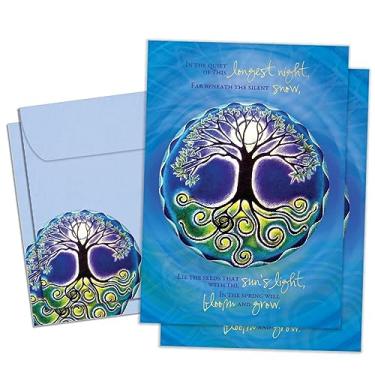 Imagem de Tree-Free Greetings Cartão de felicitações Solstice 2 pacotes com envelopes correspondentes, ecologicamente correto, feito nos EUA, papel 100% reciclado, 12,7 cm x 17,7 cm, mandala noturna mais longa (GT64283)
