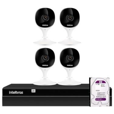 Imagem de Kit 4 Câmeras Wi-Fi iMx C Intelbras Visão Superwide e Inteligência Artificial Branca + Gravador Intelbras NVR NVD 1404 4 Canais + HD 1TB Purple