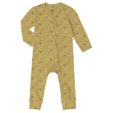 Imagem de Macacao Infantil Meninos Bebes Amarelo Com Ziper 100%Algodao - Rovitex