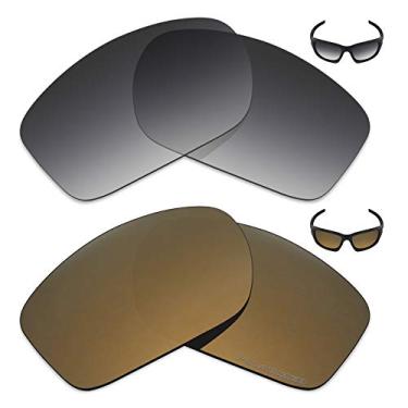 Imagem de Mryok+ 2 pares de lentes polarizadas de substituição para óculos de sol Oakley Valve New 2014 – Cinza dégradé tingido/bronze dourado