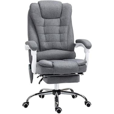 Imagem de Cadeira ergonômica de escritório executivo com encosto alto, cadeira de mesa de couro PU com encosto alto com almofada de esponja macia, apoio para os pés, apoio de braço acolchoado, cadeira