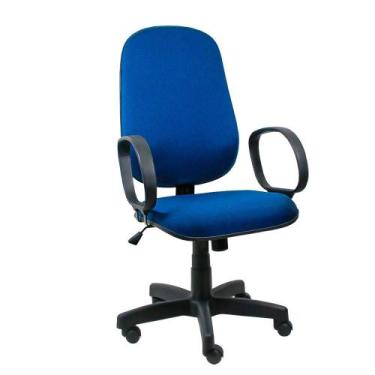 Imagem de Cadeira Presidente Operativa Com Braço Tecido Azul Com Preto - Ultra M