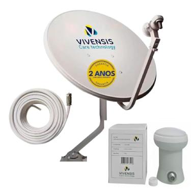 Imagem de Kit Parabolica Digital Ku + Lnbf + Cabo 15 Metros Branco