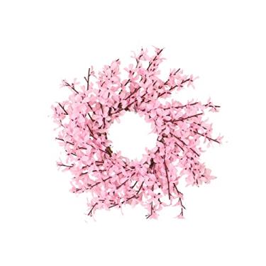 Imagem de Grinalda artificial primavera flor porta grinalda rosa forsythia grinalda pendurado guirlanda para janela interior ao ar livre lareira decoração de casa(#1)