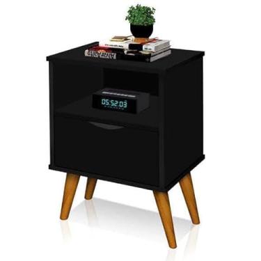 Imagem de Mesa De Cabeceira 1 mesa Estilo Retrô Pés Em Madeira Maciça Grécia Preto