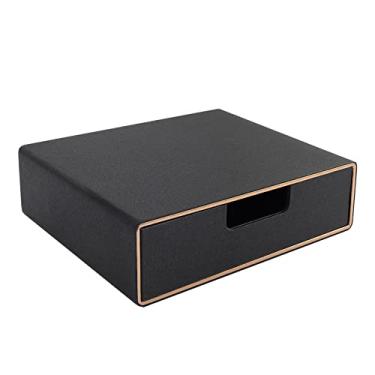 Imagem de RHCSZ Gaveta organizadora empilhável de couro PU clássico feito à mão, organizar acessórios de mesa de escritório em casa e classificar papel tamanho carta/documento a4, organizador de mesa com caixa