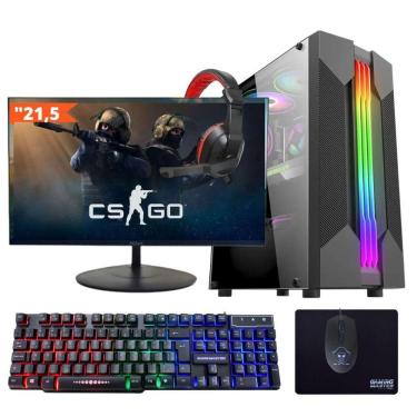 Imagem de Computador Gamer TOB Core i5 SSD 240GB 8GB VGA GT730 4GB Windows 10 Pro Trial + Teclado/Mouse + Mouse Pad + Headset + Monitor 21.5