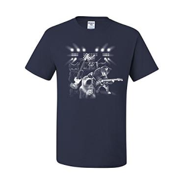 Imagem de Camiseta masculina Cats Rock Concert Rock & Roll Cat Lover Kitten Music, Azul-marinho, P