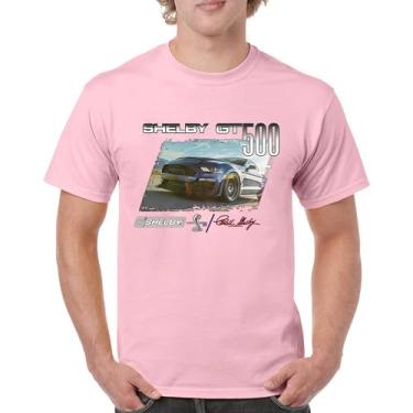 Imagem de Camiseta masculina 2022 Shelby GT500 Signature Mustang Racing Cobra GT 500 Muscle Car Performance Powered by Ford, Rosa claro, M