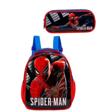 Imagem de Lancheira Spider Man Homen Aranha + Estojo Térmico 22x20x8cm