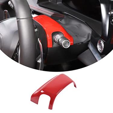 Imagem de Capa de acabamento de base de volante compatível com Chevrolet Corvette C8 Stingray 2020-2023, ABS base de volante superior decoração acessórios de capa de acabamento (vermelho)