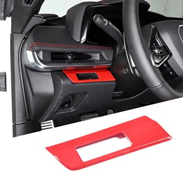 Imagem de Fgtagtal Capa de acabamento de painel de botão de interruptor de farol compatível com Chevrolet Corvette C8 Stingray 2020-2023, capa de acabamento de ranhura do lado esquerdo do volante ABS (vermelha)