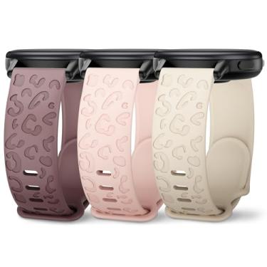 Imagem de Huadea Pacote com 3 pulseiras de relógio com gravação de leopardo compatíveis com Garmin Vivoactive 4/Venu 2/Venu 3, pulseira de silicone Cheetah de 22 mm para Garmin Forerunner