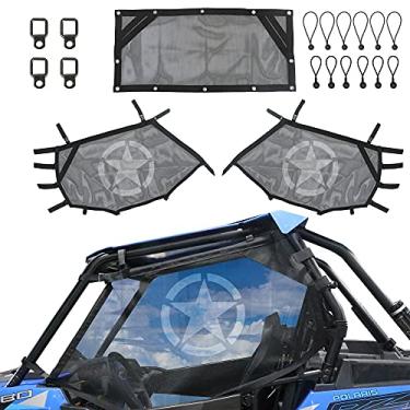 Imagem de RERPRO Proteção solar UTV rede de janela frontal direita direita malha para Polaris RZR 570 800 800s 900 Turbo s 1000 RZR XP 2015-2019 2 portas UTV Mesh Window Shield Roll Bar Porta de rede com