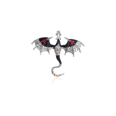 Imagem de Broche de dragão esmaltado vintage punk dragão animal broche dominador dragão voador personalidade roupas chapéu bolsa acessórios para homens e mulheres, Cristal, Cobre