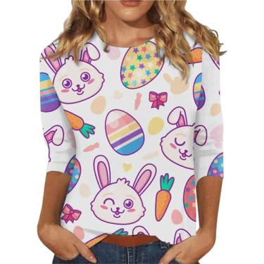 Imagem de My Orders Placed Recently By Me Happy Easter Shirt for Women Bunny Moletom Feminino Manga Longa Blusa Coelho Coelho Páscoa Lindas Camisetas para Mulheres Cinza GG