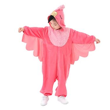 Imagem de Funivals Flamingo Costume Kids Halloween,Animals Pink Bird Hooded Jumpsuit With Wings,Flamingo Gifts for Girls (S)