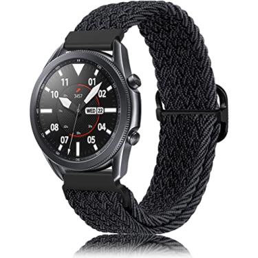 Imagem de Petute Pulseiras compatíveis com Samsung Galaxy Watch 3 de 45 mm/Galaxy Watch 46 mm/Gear S3 Frontier Classic, pulseira elástica de nylon durável de 22 mm para mulheres e homens, pulseira preta