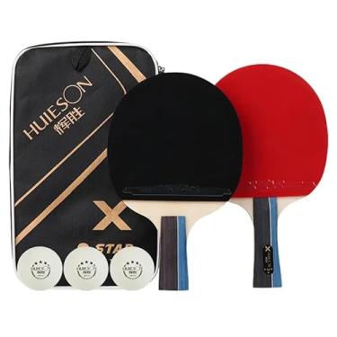Imagem de Kit 2x Raquetes Tenis de Mesa Ping Pong Huieson X3 Profissional + Capa + 3 Bolas Oficiais (1x Clássica e 1x Classineta)