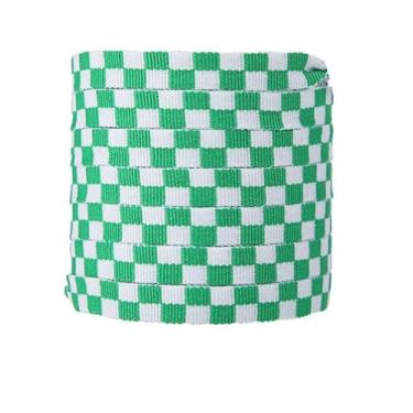 Imagem de Checkered Grid Flat Shoelace Sneaker Shoe Laces Colors Shoestring Printing Ribbons Shoelaces Lacing(Green white,160cm)