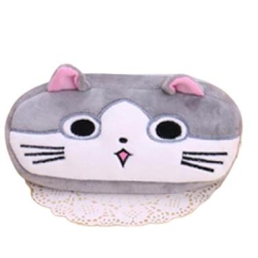 Imagem de Estojo de Lápis e Canetas com Carinha de Gatinho Fofo de Pelúcia com Zíper