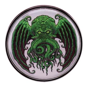 Imagem de Broche esmaltado H.P. Lovecraft Cthulhu Necronomicon Cosmic Horror Mythos Great Old One 3 cm, 1.2 Inches, Metal, Metal