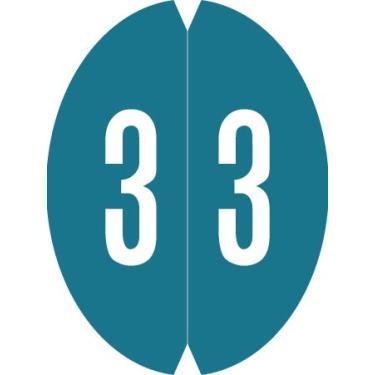 Imagem de Doctor Stuff - File Folder Labels, Number 3, VRE/GBS 8857 MatchSYS #6 - VONM Series Chart Stickers, Aqua, 1-1/2" x 1-1/8", #3, 500/Roll