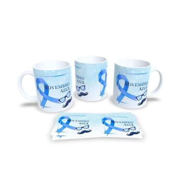 Imagem de Canecas Branca de Porcelana Personalizadas Novembro Azul
