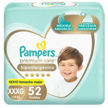 Imagem de Fralda Pampers Premium Care Jumbo Tamanho XXXG 52 Unidades Descartávei