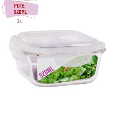 Imagem de Kit 1 Pote Vidro Hermético Marmita Mantimento 4 Travas 520ml - QUALITY