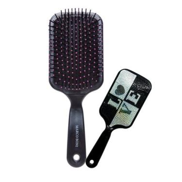 Imagem de Escova De Cabelo Raquete Linha Glamour Com Strass Marco Boni, Preto