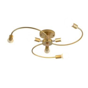 Imagem de Home-Neat Lustre Pendente Sputnik Moderno 6 Lâmpadas E27 Luminaria de Teto (Oro Madeira)