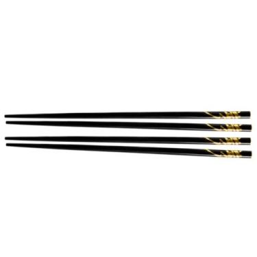 Imagem de Hashi para Sushi Comida Japonesa de Bambu Preto - 2 Pares - Mãos e Art