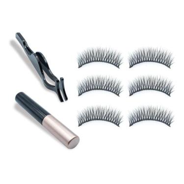 Imagem de Kit Cílios Postiços Magnéticos Com Delineador E Aplicador - Geral