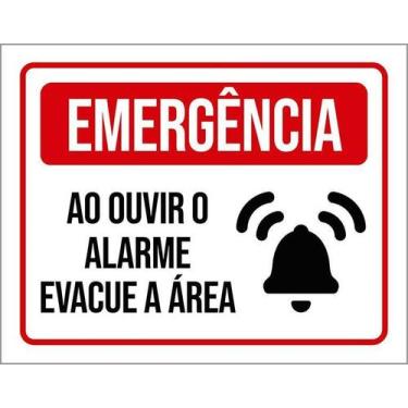 Imagem de Placa Sinalização - Emergência Ouvir Alarme Evacue 36X46 - Sinalizo