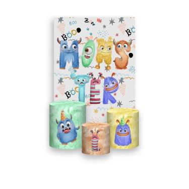 Imagem de Painel De Festa Vertical 1,50 x 2,20 + Trio De Capas Cilindro - Monstr