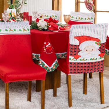 Imagem de Kit de Capas de Cadeira Jantar Estampadas Natalina Ajustável com Elást