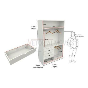 Imagem de Armário Arara Gaveta Milena M5 100% Mdf (closet Lojas ) - VETORIAL MÓV