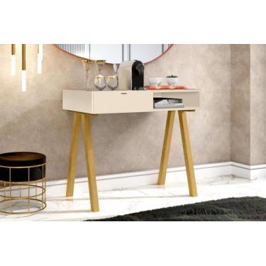 Imagem de Aparador Havanna 1 Gaveta em MDF com Pés em Madeira Maciça OffWhite - 