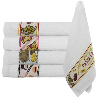 Imagem de Jogo de 6 Panos de Prato Cozinha Algodão Copa Estampado Kit - Lufamar