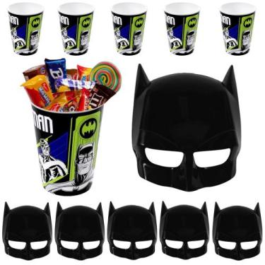Imagem de Kit 5 Máscaras e 5 Copos Batman Festa Infantil Lembrancinha Fantasia -