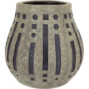 Imagem de Vaso Decorativo Enfeite Casa Resina 34x30x30cm Cinza - NH, Material: R